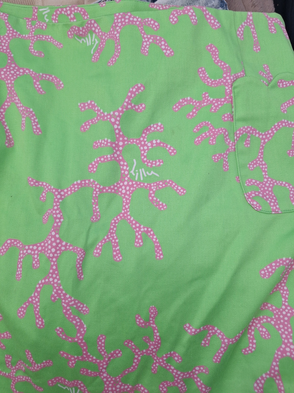 Lilly Pulitzer Lime Green Mini Skirt with Pink Coral Print - Picture 4 of 7